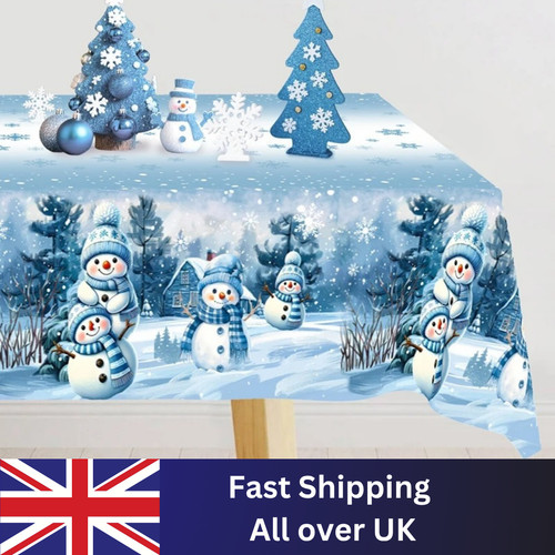 Blue christmas tablecloth - christmas,