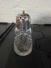 Cut Glass Sugar Sifter/Shaker with Silver Plated Top Made In England