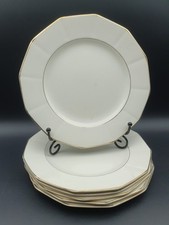 6x Vintage White Gold Porcelain Myott Son & Co Salad Dessert Plates 8"