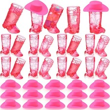 Cowboy Boot Cups 30pcs/set Mini Glasses with Caps Western Cowgirl Birthday Party