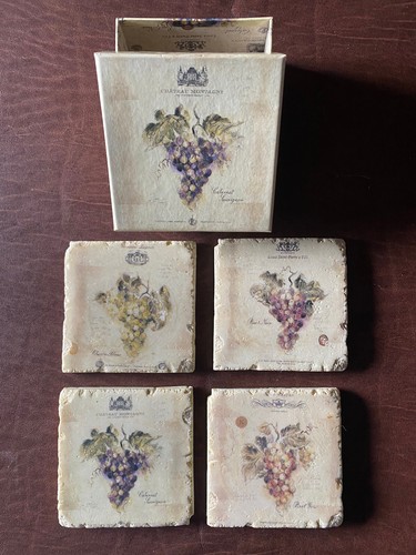 Set four tile coasters in - four,