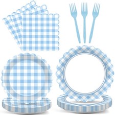 100Pcs Blue Gingham Party