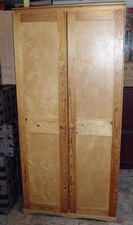 LARGE HAND BUILT PINE DOUBLE WARDROBE 190CM TALL 90CM WIDE HANGING AND SHELVES