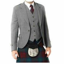 Men's Grey Wool Argyle Kilt