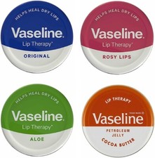 Pack of 4 Vaseline Lip Therapy Balm Petroleum Jelly 20g Pocket Size Pots