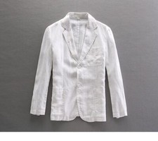Men Casual Thin Linen Blazer Two Button Suit Formal Business Jacket Coat Gift