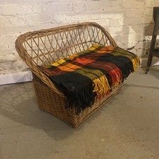 Vintage Basket Shoe Hidden Storage Children’s Hall Chair Dog Seat Wicker Country