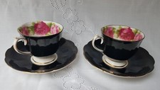 Royal Albert Old English Rose Black Tea Cup 2x Saucer Set Bone China England