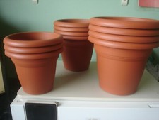 STEFANPLAST PLASTIC TERRACOTTA FLOWER POTS 11 MIXED SIZES