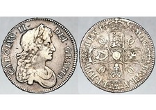 Rare 1679 King Charles II Great Britain England Third Bust Silver Crown