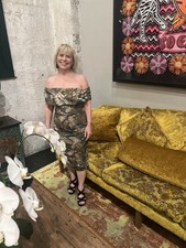 Atom Label Green Print Ruched