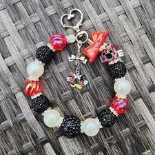 Beaded Keychain, Bag Charm, Purse Charm, Bag Clip, Phone Charm M&M Love 