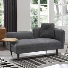 2 Seater Chaise Lounge Sofas Upholstered Sofa Couch Linen Chaise Longue Left Arm