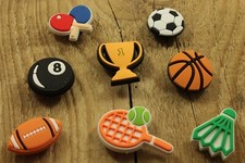Sport PVC Croc charms Football Basketball Table Tennis Rugby Trophy Eight Ball