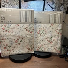 Ikea Emmie Knopp Sheer Lace Curtains 4 Panels (2 pairs) 57"x98" White Floral New