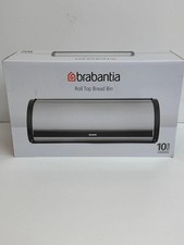 Brabantia Roll Top Bread Bin Sliding Lid Medium Black Matt Steel