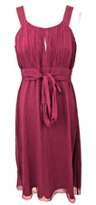 Hobbs Gavroche Dress dark pink pleated midi 100% silk & tie waisted Size 12 vgc