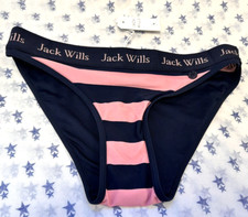 NEW! Jack Wills UK6 navy blue and pink striped Canterton bikini bottoms