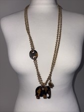 Folli Follie Elephant Charm Necklace Long Chunky Double Chain Dangle 925 stamped