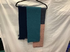 3 hand knitted scarfs various