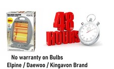 800W Portable Electric Halogen Heater Instant Heat 2 Bars Standing Quartz 48 Hrs