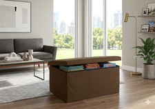 Faux Leather Ottoman Storage
