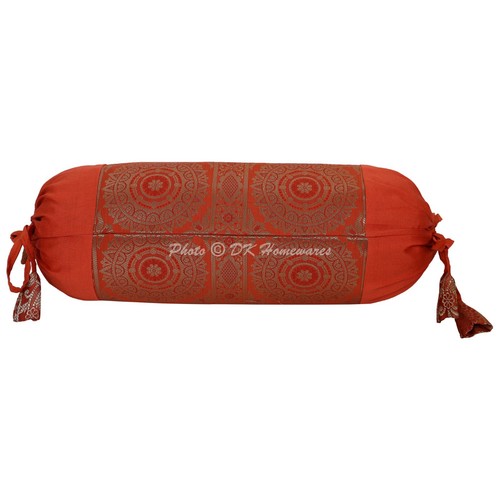 Orange bolster cover brocade - orange,