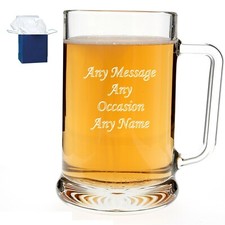 Personalised Engraved Beer Tankard glass best man gift FREE Engraving NEW