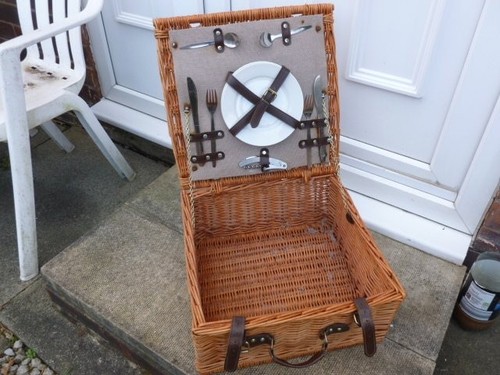 Vintage wicker picnic basket - vintage,