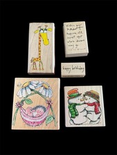 Penny Black Wooden Craft  Stamp x 5 hedgehog, sentiments, snowman, animal