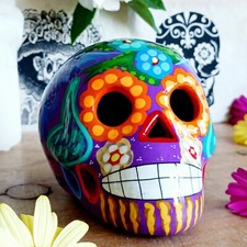 Mexican Painted Ceramic Candy Skull | purple