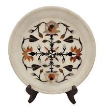 Marble Display Plate with Lapidary Inlay.