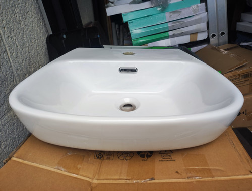 Semi recessed ceramic basin - semi-recessed,