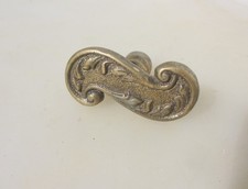 Vintage Brass Door Knob Handle Pull Old Oval Art Nouveau French Rococo x1