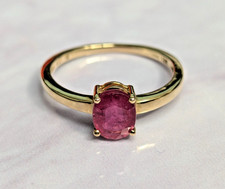 9ct Yellow Gold Ring Rubellite Stone Full UK Hallmarked Ring Size S