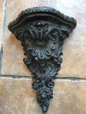 Ornate Baroque Decorative Resin Wall Shelf Sconce Dark Grey Aged Brushed Finish