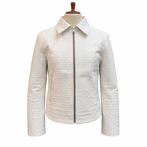 Men leather jacket white - leather,