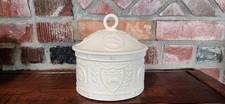 Vintage Hartley Greens & Co Leeds Pottery England Creamware  Embossed Lidded Jar