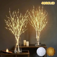 2/4PCS LED Twig Lights Willow Tree Christmas Home Decor Stake Branch Lights 73CM