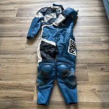 RIVA Energized Blue & White Leather Motorcycle Leather Suit 42/52