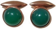 Rare Antique 9 Karat Gold Apple Jade Cabochon Cufflinks, 7 Grams, 1/2" Round