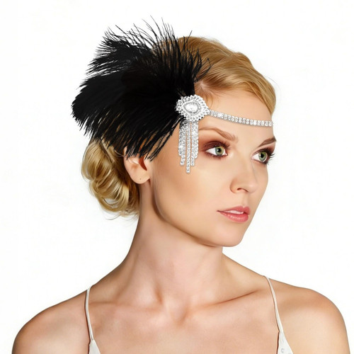 1920s flapper black feather - 1920s,
