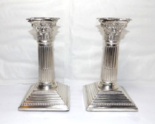 VICTORIAN CORINTHIAN STERLING SILVER PAIR OF CANDLESTICKS, 16cm, LONDON 1899