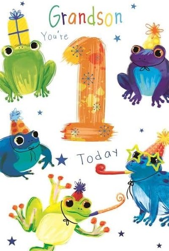 Grandson 1st birthday card - grandson,