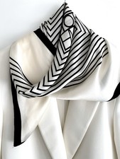 Ivory & Black Satin-Feel Scarf