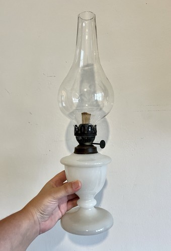 Vintage milk glass oil lamp - oil,