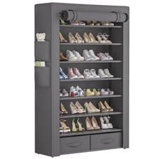32-Pair Shoe Rack Storage Cabinet - Tall Free Standing Organizer with Cover