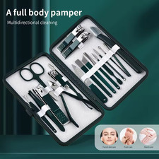 7,18 Piece Manicure Pedicure Nail Care Set Cutter Clippers Kit Case Mens Ladies