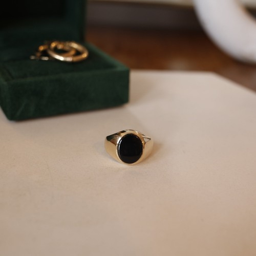 Vintage onyx gold - 9k, signet