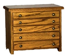 Amish Made Jewelry Box 5 Drawer Solid Oak Wood with Dividers in Drawers!